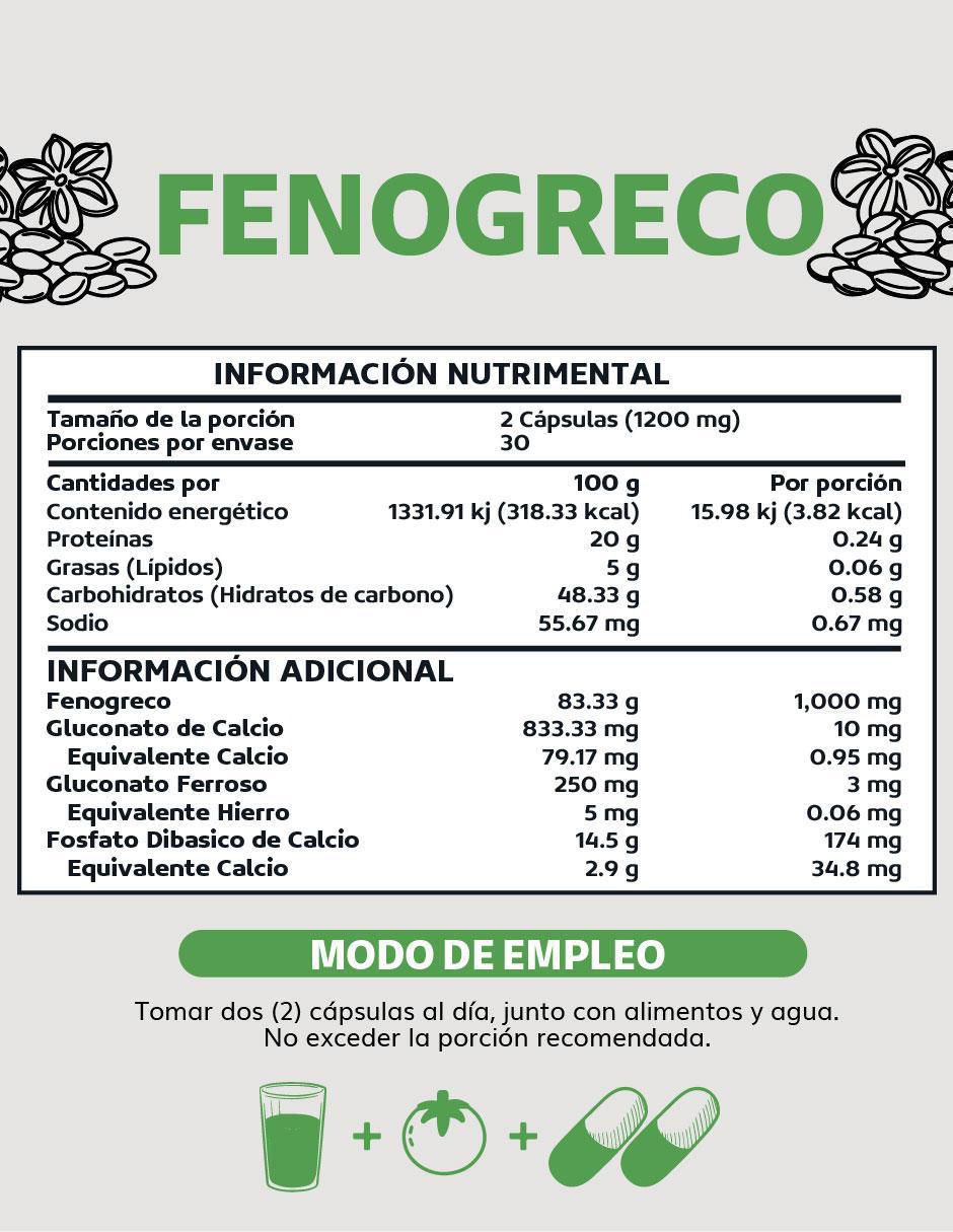 Fenogreco, Calcio y Hierro de 60 cápsulas 6