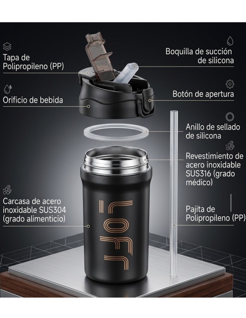 Termo de acero inoxidable con tapa rosca 5