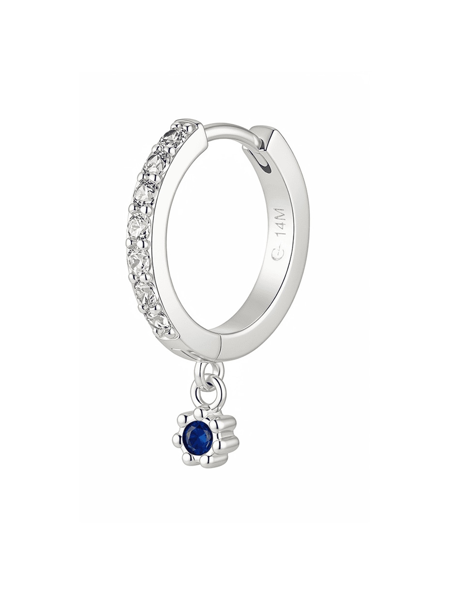 Aretes circulares Silver Circonias con acabado baño de oro blanco 14 K 2